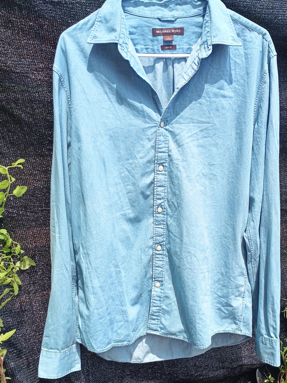 Michael Kors Light Blue Jean Casual Button-Down Shirt